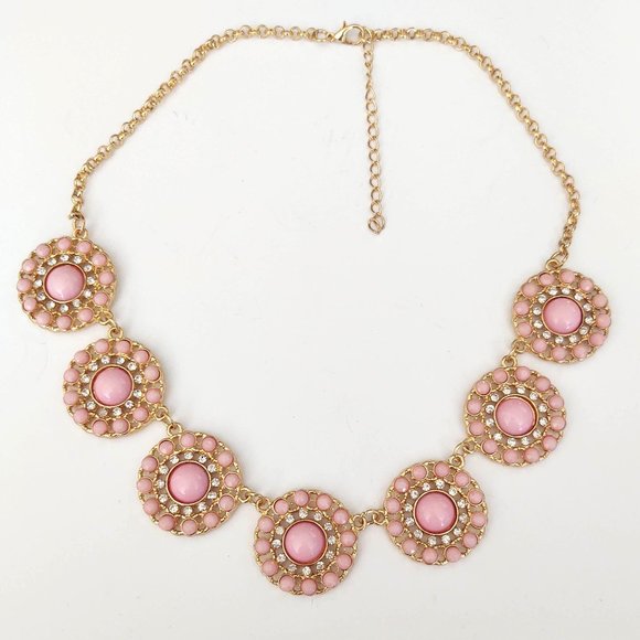 Pink and cz beaded statement necklace - Picture 6 of 10
